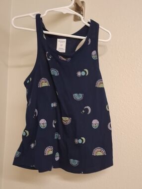 Arizona Jean Company Navy Tank with Pastel Moon, Rainbow & Sun Motifs
